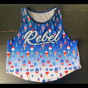 Rebel Athletic bling ice cream tank top mesh back